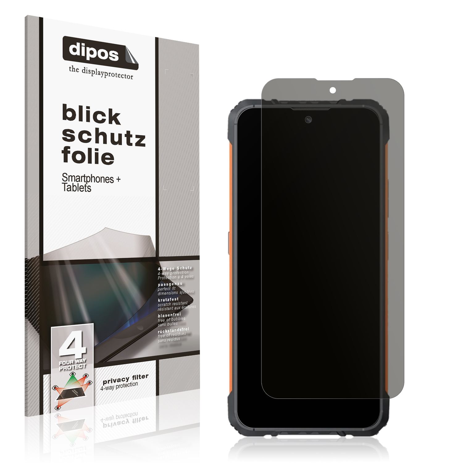Blickschutzfolie von dipos passend für Cubot KingKong Ace 2, präziser Zuschnitt und blasenfrei montiert