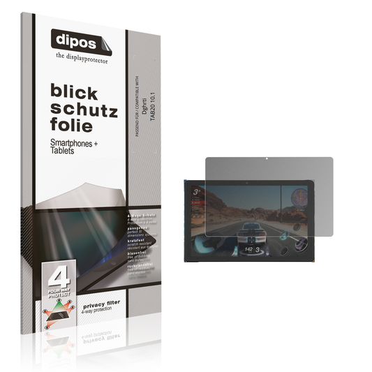 Blickschutzfolie von dipos passend für Dghrti TAB20 10.1, präziser Zuschnitt und blasenfrei montiert
