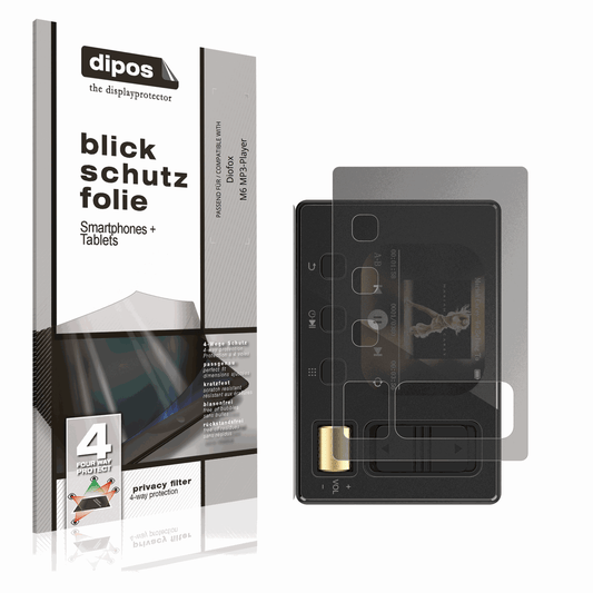 Blickschutzfolie von dipos passend für Diofox M6 MP3-Player, präziser Zuschnitt und blasenfrei montiert