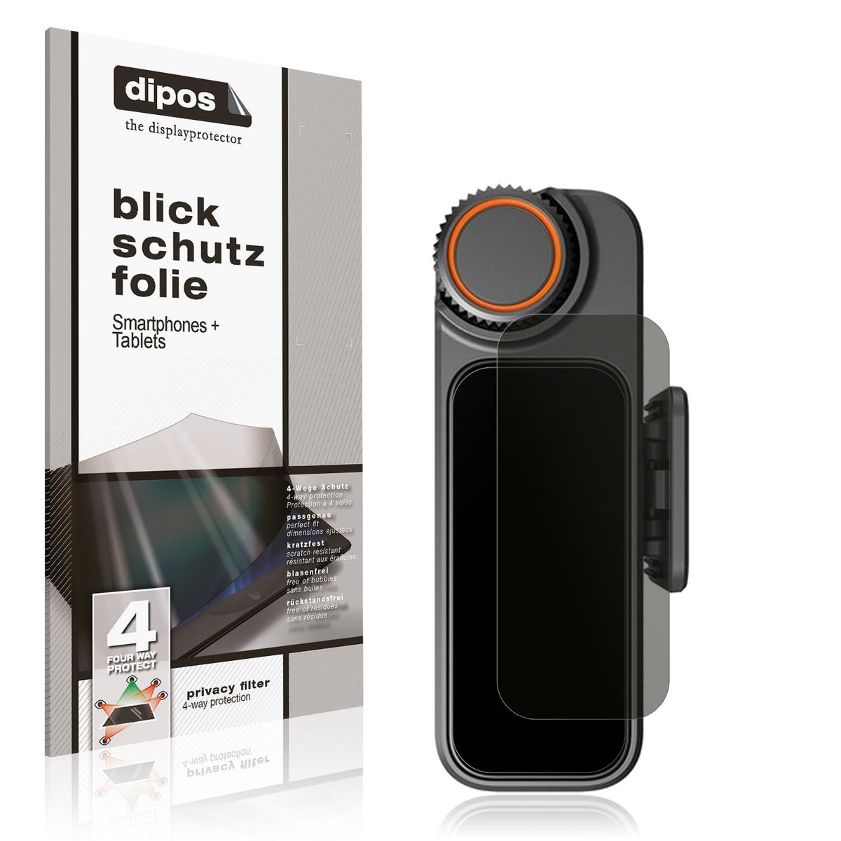 Blickschutzfolie von dipos passend für DJI Mic 3 Receiver, präziser Zuschnitt und blasenfrei montiert