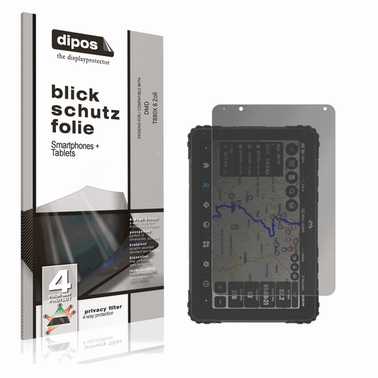 Blickschutzfolie von dipos passend für DMD T880X 8 Zoll, präziser Zuschnitt und blasenfrei montiert