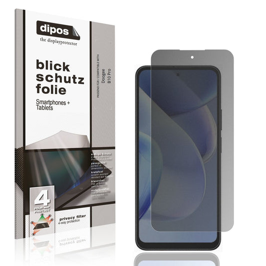 Blickschutzfolie von dipos passend für Doogee B10 Pro, präziser Zuschnitt und blasenfrei montiert