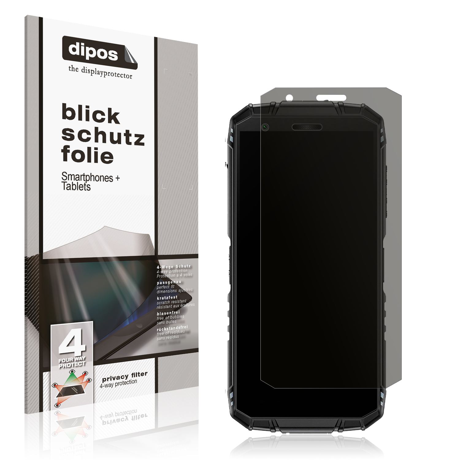 Blickschutzfolie von dipos passend für Doogee Fire 3 Outdoor, präziser Zuschnitt und blasenfrei montiert