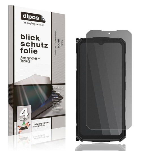Blickschutzfolie von dipos passend für DOOGEE Fire 5, präziser Zuschnitt und blasenfrei montiert