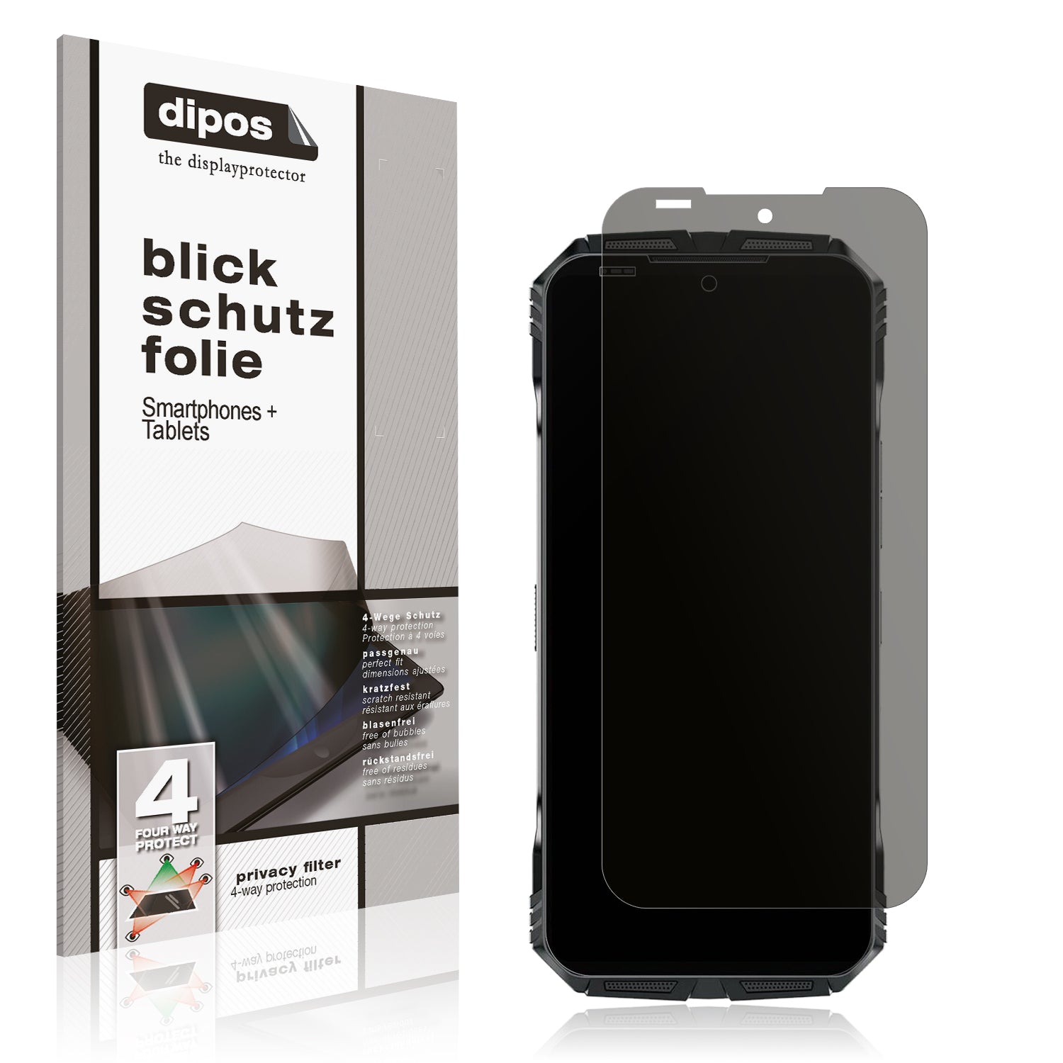 Blickschutzfolie von dipos passend für Doogee S118, präziser Zuschnitt und blasenfrei montiert