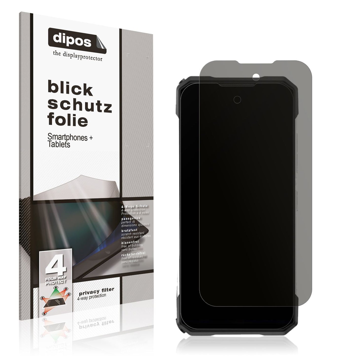 Blickschutzfolie von dipos passend für Doogee S200 5G, präziser Zuschnitt und blasenfrei montiert