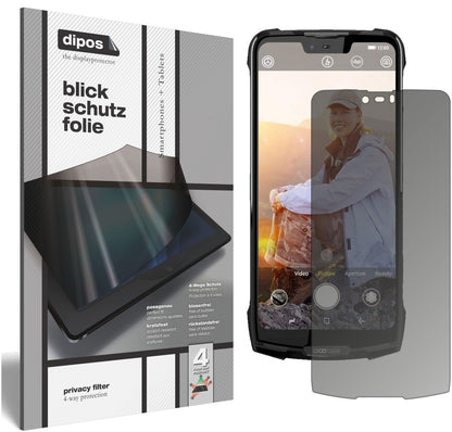 Blickschutzfolie von dipos passend für Doogee S90 Pro, präziser Zuschnitt und blasenfrei montiert
