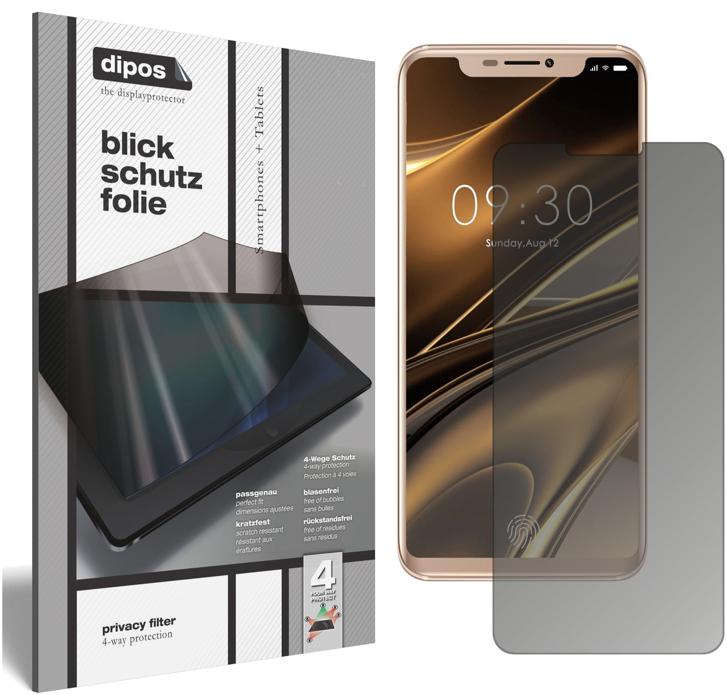 Blickschutzfolie von dipos passend für Doogee V, präziser Zuschnitt und blasenfrei montiert