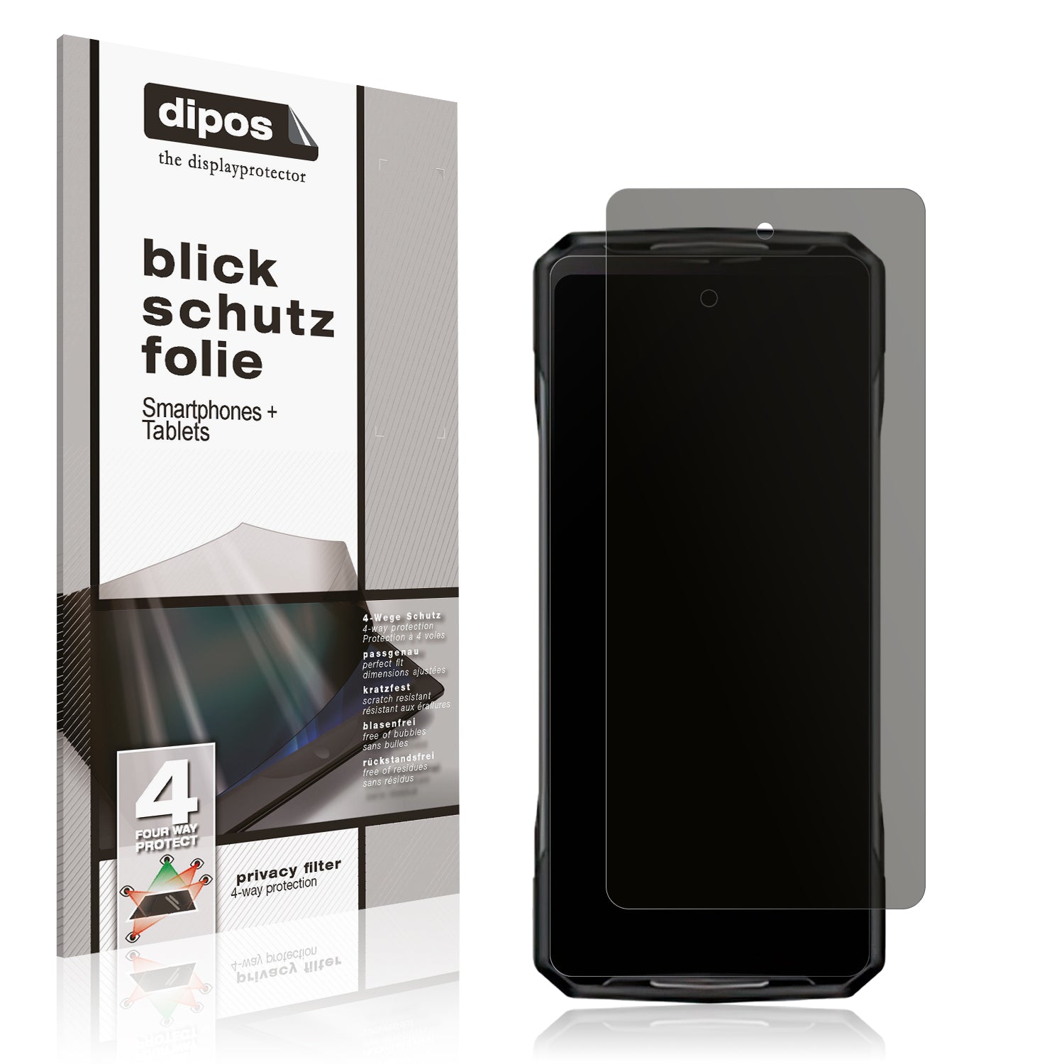 Blickschutzfolie von dipos passend für Doogee V40 Pro, präziser Zuschnitt und blasenfrei montiert