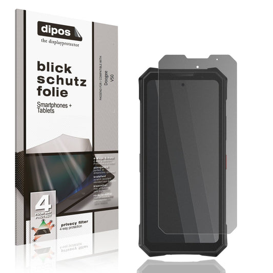 Blickschutzfolie von dipos passend für Doogee V50, präziser Zuschnitt und blasenfrei montiert