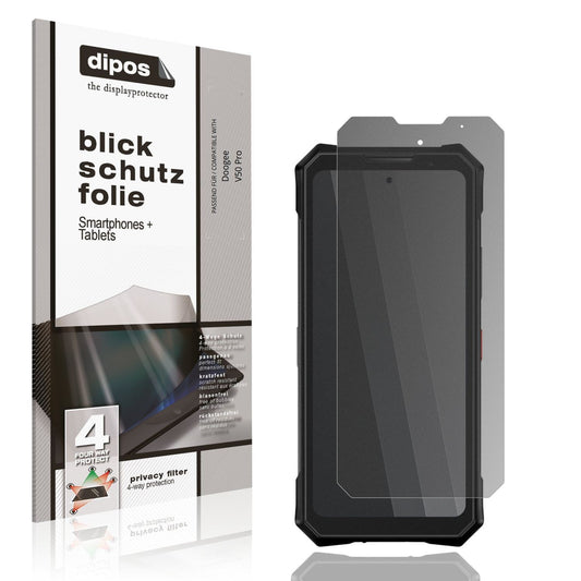 Blickschutzfolie von dipos passend für Doogee V50 Pro, präziser Zuschnitt und blasenfrei montiert