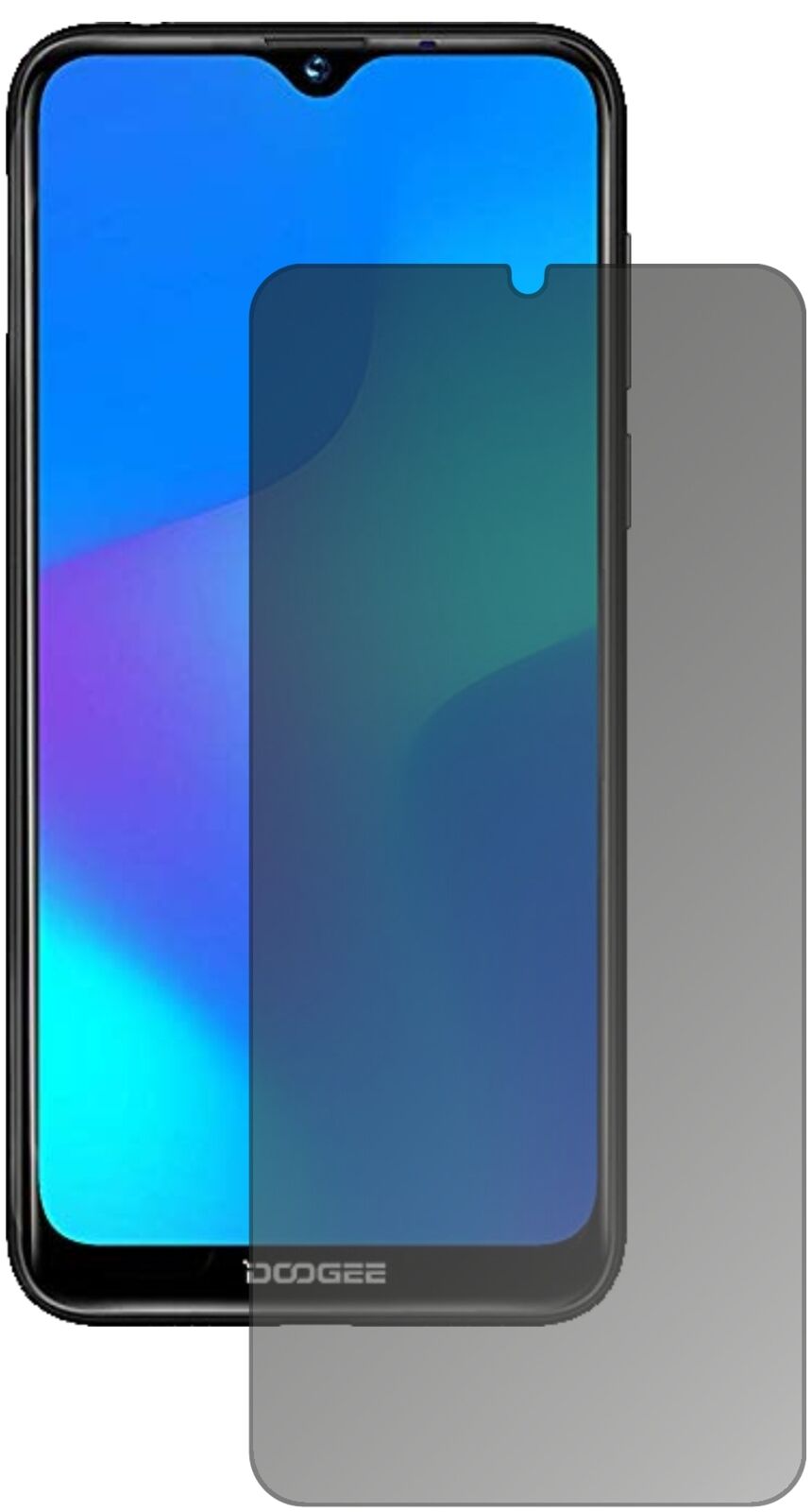 Blickschutzfolie von dipos passend für Doogee Y8, präziser Zuschnitt und blasenfrei montiert