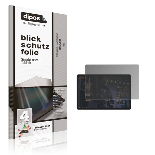 Blickschutzfolie von dipos passend für DRIVNEXT M901, präziser Zuschnitt und blasenfrei montiert