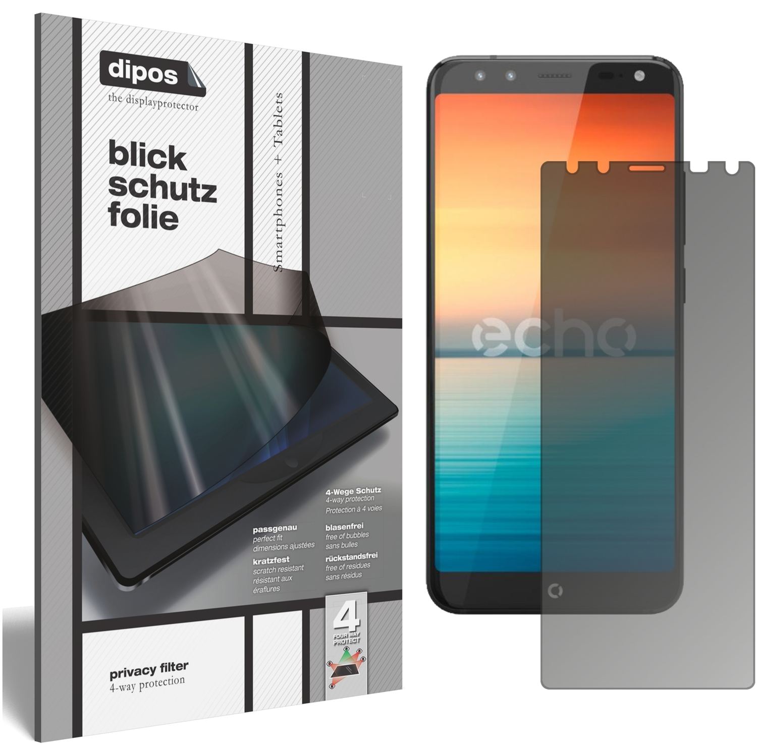 Blickschutzfolie von dipos passend für Echo Horizon, präziser Zuschnitt und blasenfrei montiert