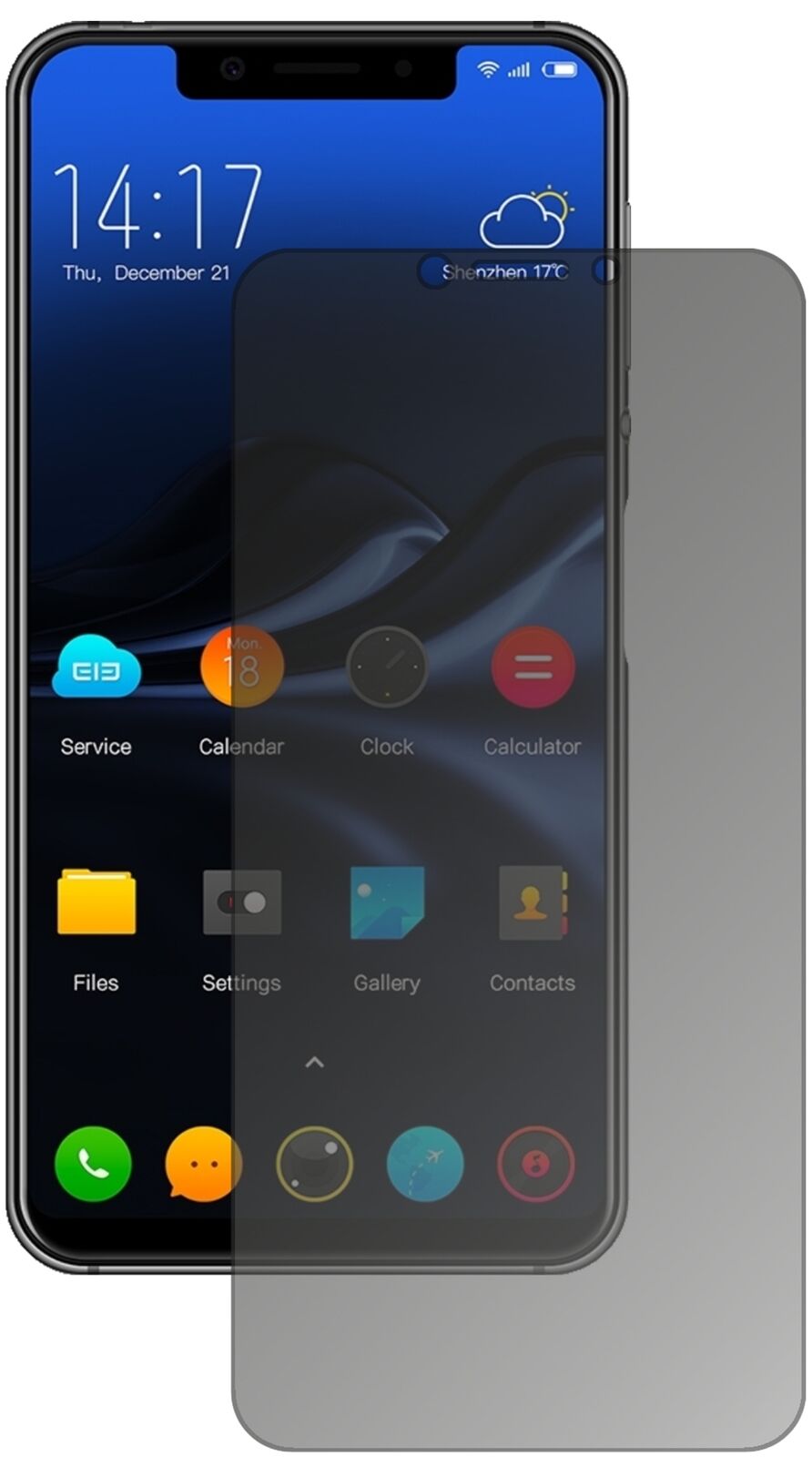 Blickschutzfolie von dipos passend für Elephone A4, präziser Zuschnitt und blasenfrei montiert