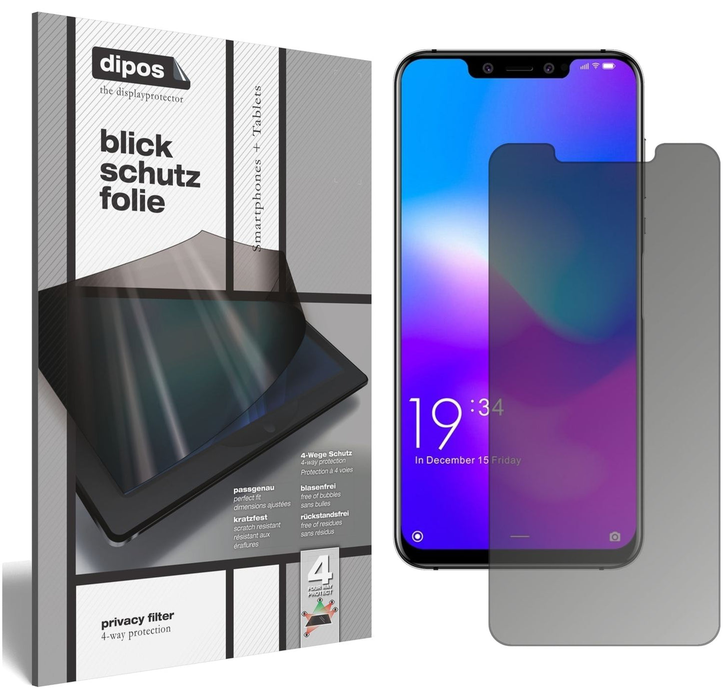 Blickschutzfolie von dipos passend für Elephone A5, präziser Zuschnitt und blasenfrei montiert