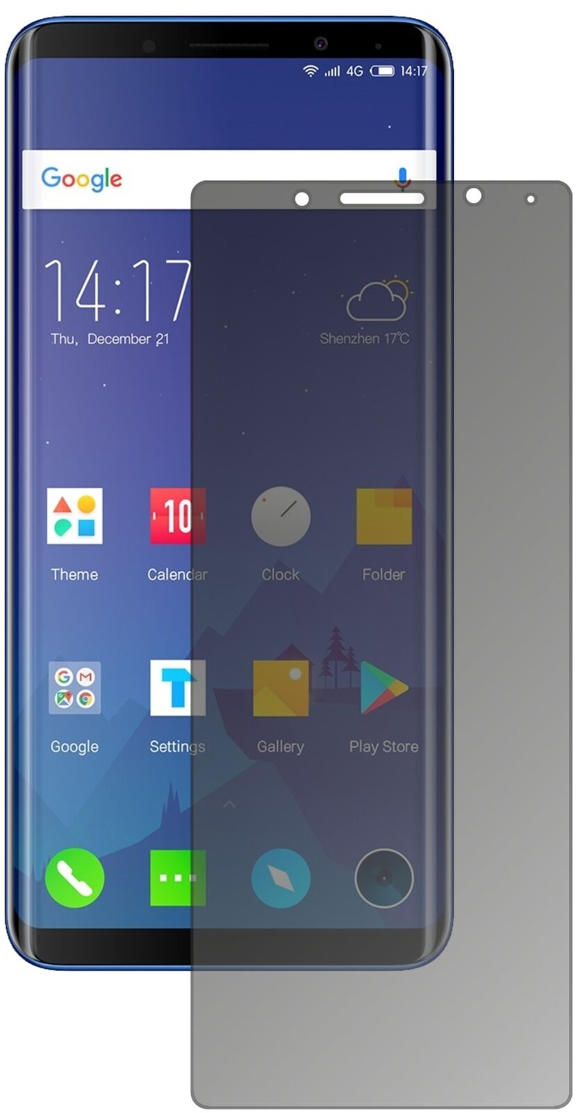 Blickschutzfolie von dipos passend für Elephone U, präziser Zuschnitt und blasenfrei montiert