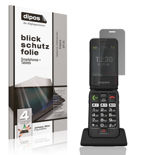 Blickschutzfolie von dipos passend für Emporia JOY 2G, präziser Zuschnitt und blasenfrei montiert