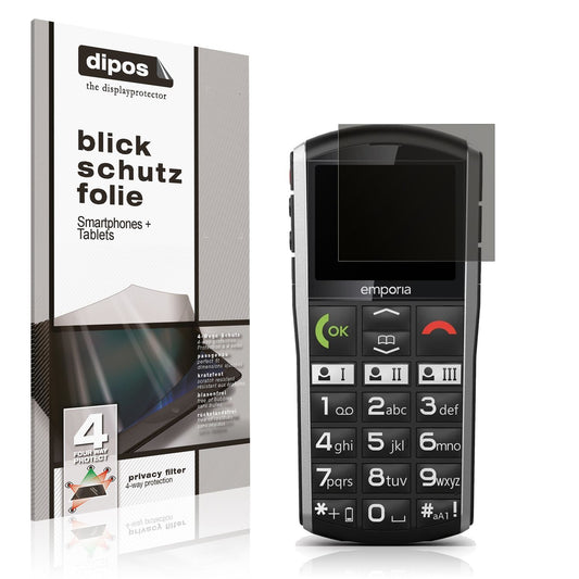 Blickschutzfolie von dipos passend für emporia Simplicity, präziser Zuschnitt und blasenfrei montiert