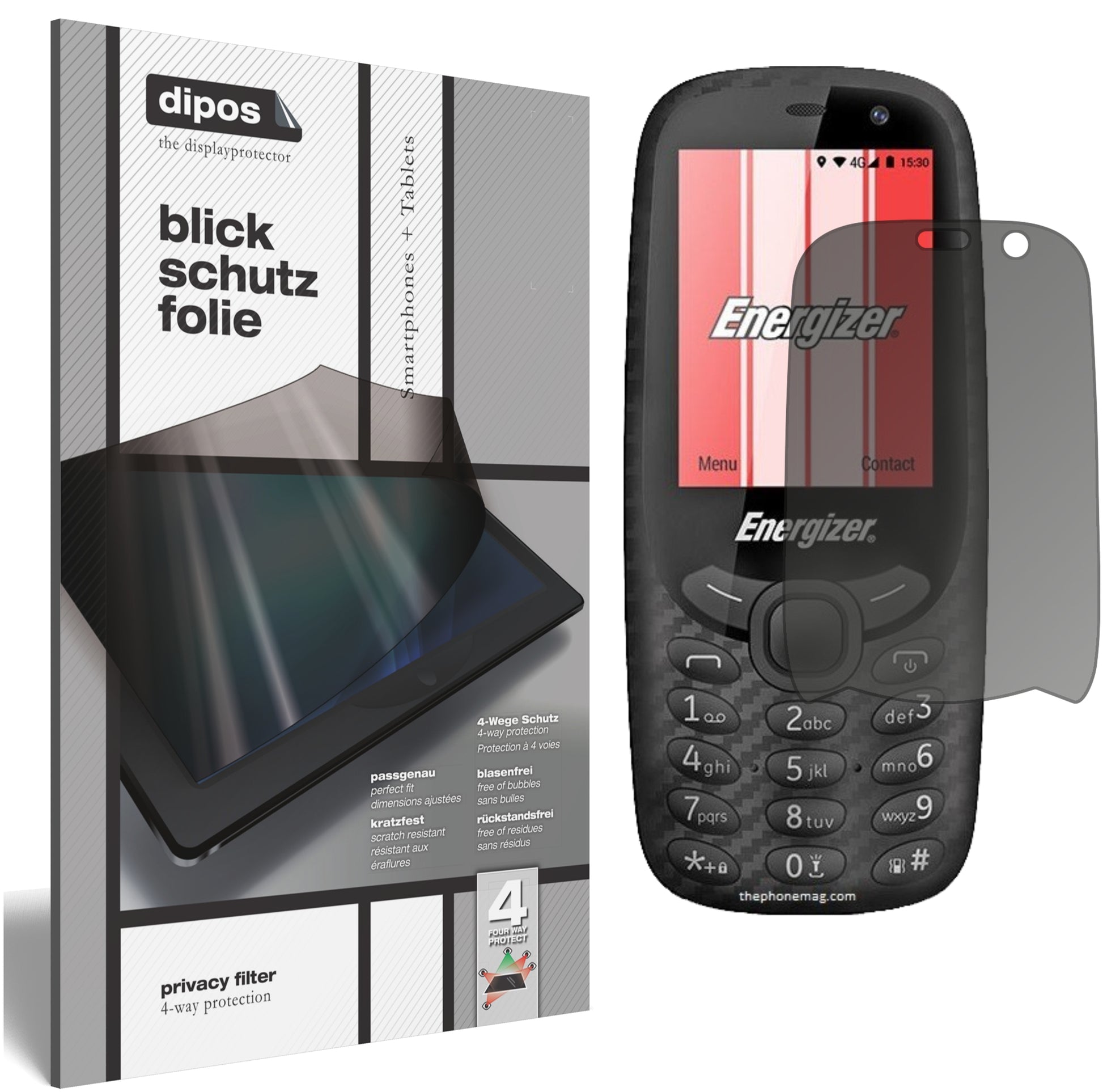 Blickschutzfolie von dipos passend für Energizer E241S, präziser Zuschnitt und blasenfrei montiert