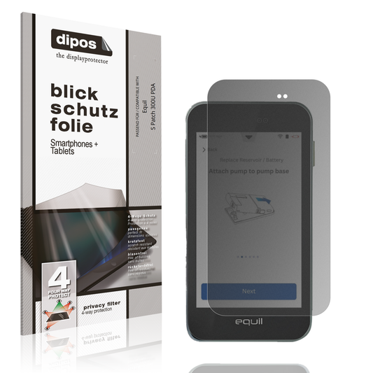 Blickschutzfolie von dipos passend für Equil S Patch 300U PDA, präziser Zuschnitt und blasenfrei montiert
