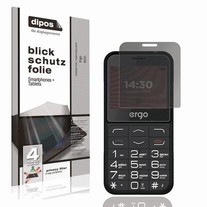 Blickschutzfolie von dipos passend für Ergo R231, präziser Zuschnitt und blasenfrei montiert