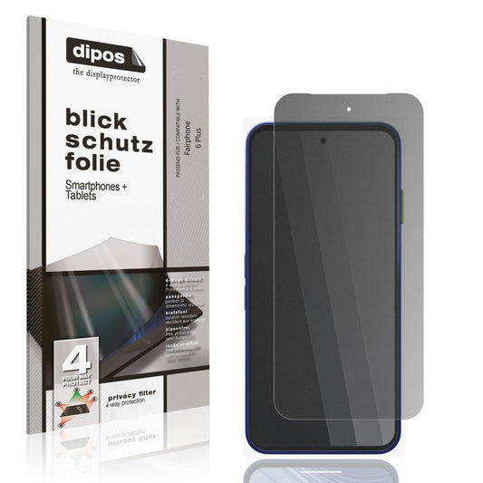 Blickschutzfolie von dipos passend für Fairphone 6 Plus, präziser Zuschnitt und blasenfrei montiert