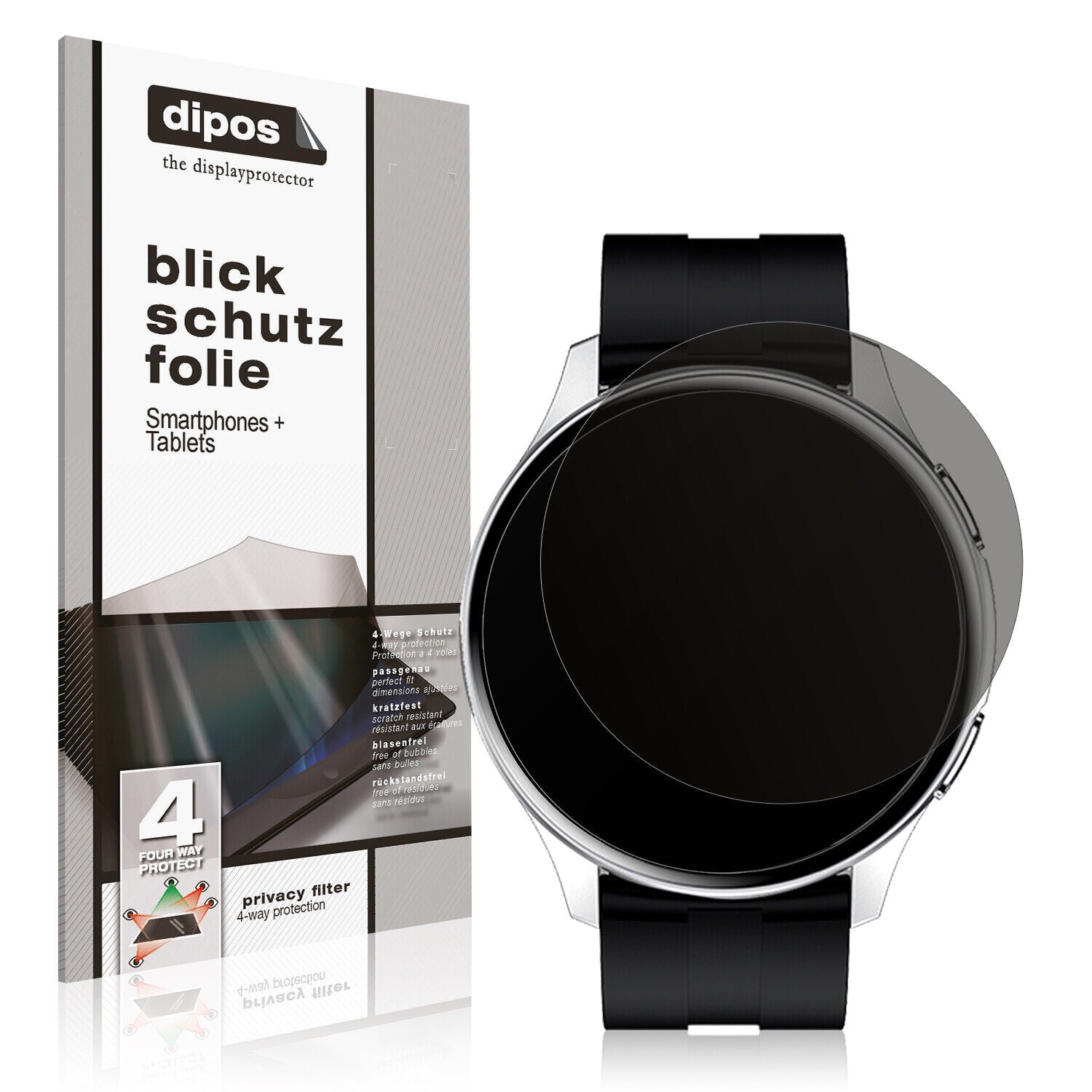 Blickschutzfolie von dipos passend für Fireboltt Invincible, präziser Zuschnitt und blasenfrei montiert
