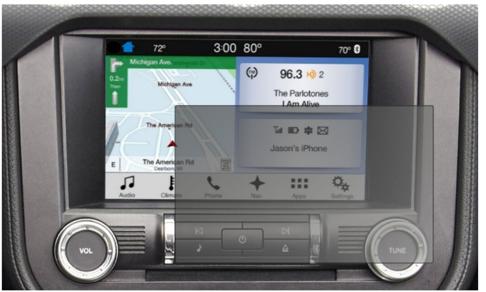 Blickschutzfolie von dipos passend für Ford Mustang Navi (ab BJ 2015), präziser Zuschnitt und blasenfrei montiert
