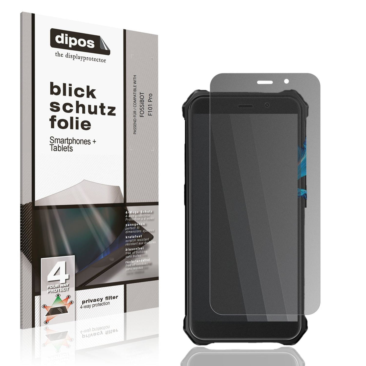Blickschutzfolie von dipos passend für FOSSiBOT F101 Pro, präziser Zuschnitt und blasenfrei montiert