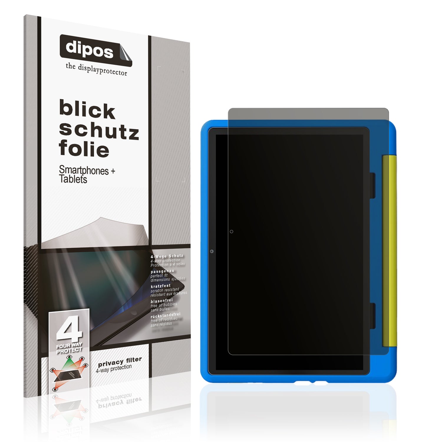 Blickschutzfolie von dipos passend für Freeski KT1016 10.1 Zoll, präziser Zuschnitt und blasenfrei montiert