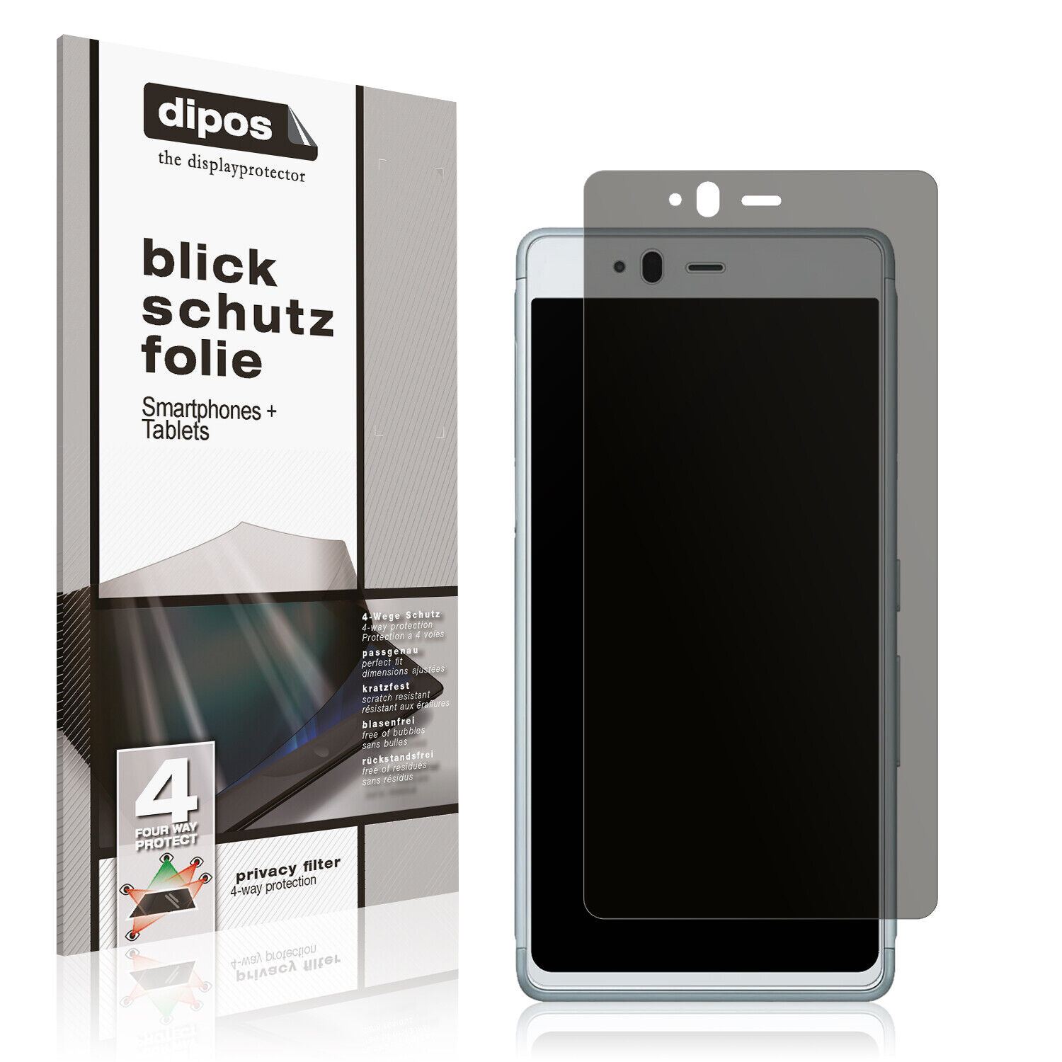 Blickschutzfolie von dipos passend für Fujitsu Arrows SV F-03H, präziser Zuschnitt und blasenfrei montiert