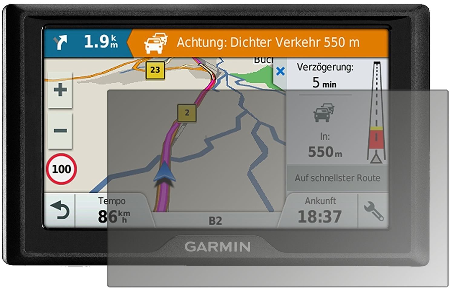 Blickschutzfolie von dipos passend für Garmin Drive 5 MT-S EU, präziser Zuschnitt und blasenfrei montiert