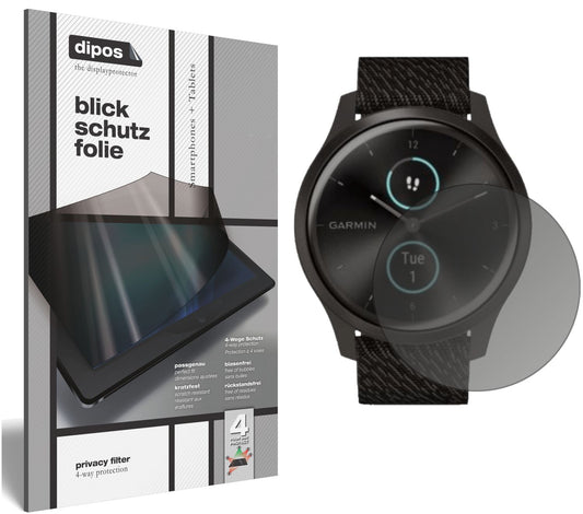 Blickschutzfolie von dipos passend für Garmin Vivomove Style, präziser Zuschnitt und blasenfrei montiert