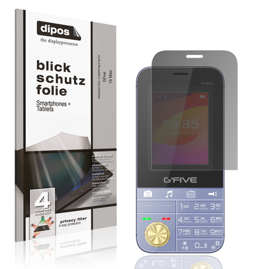 Blickschutzfolie von dipos passend für GFive 16 Max, präziser Zuschnitt und blasenfrei montiert