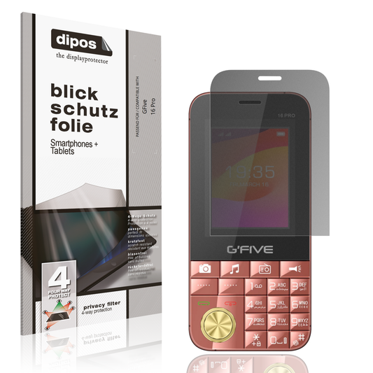 Blickschutzfolie von dipos passend für GFive 16 Pro, präziser Zuschnitt und blasenfrei montiert