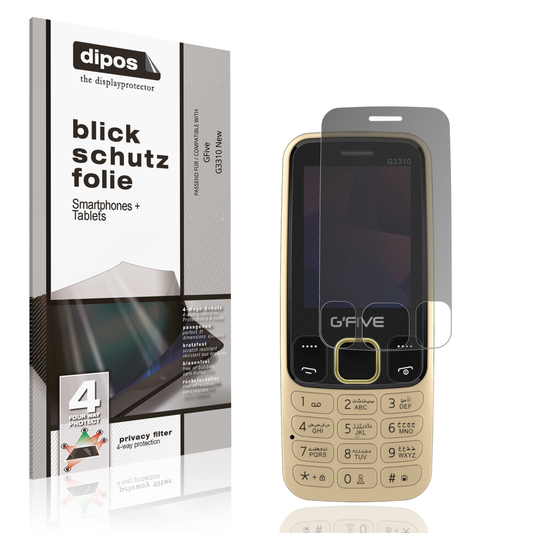 Blickschutzfolie von dipos passend für GFive G3310 New, präziser Zuschnitt und blasenfrei montiert