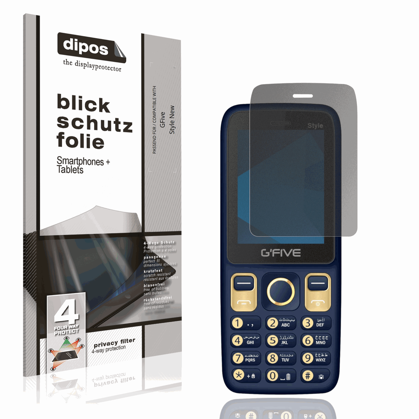 Blickschutzfolie von dipos passend für GFive Style New, präziser Zuschnitt und blasenfrei montiert