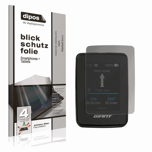 Blickschutzfolie von dipos passend für Giant RideDash Evo 2, präziser Zuschnitt und blasenfrei montiert