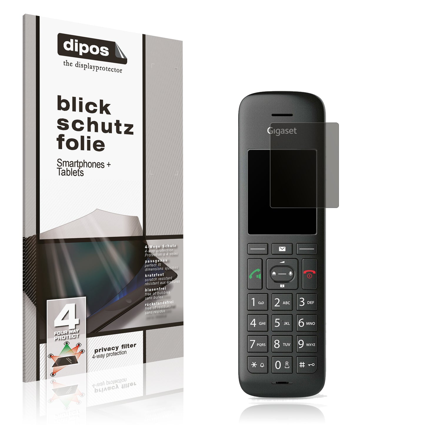 Blickschutzfolie von dipos passend für Gigaset CE 575 HX, präziser Zuschnitt und blasenfrei montiert