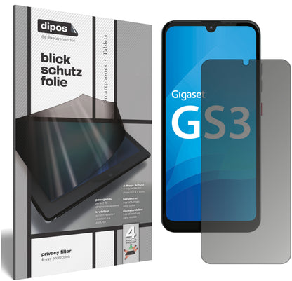 Blickschutzfolie von dipos passend für Gigaset GS3, präziser Zuschnitt und blasenfrei montiert