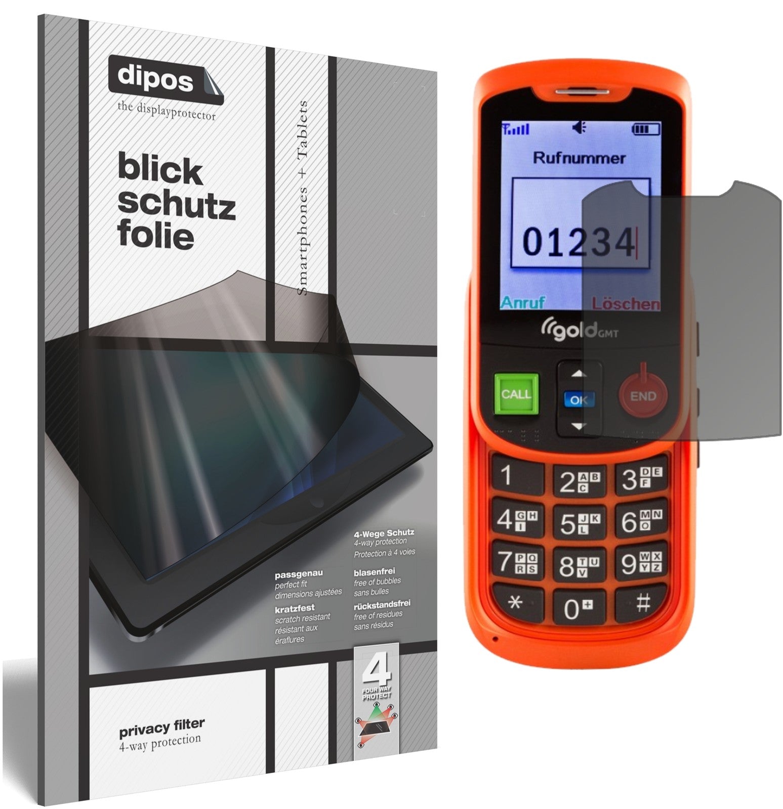 Blickschutzfolie von dipos passend für Gold GMT Alto 2, präziser Zuschnitt und blasenfrei montiert