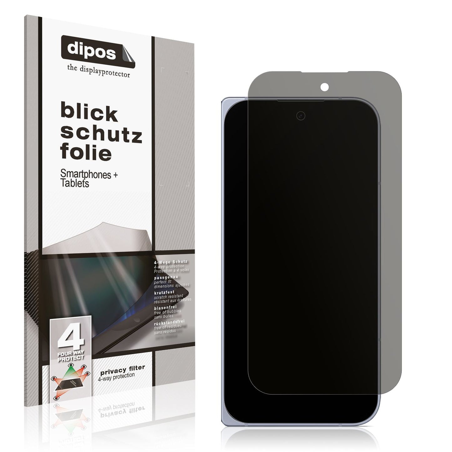 Blickschutzfolie von dipos passend für Google Pixel 10 Pro Fold Aussen-Display, präziser Zuschnitt und blasenfrei montiert