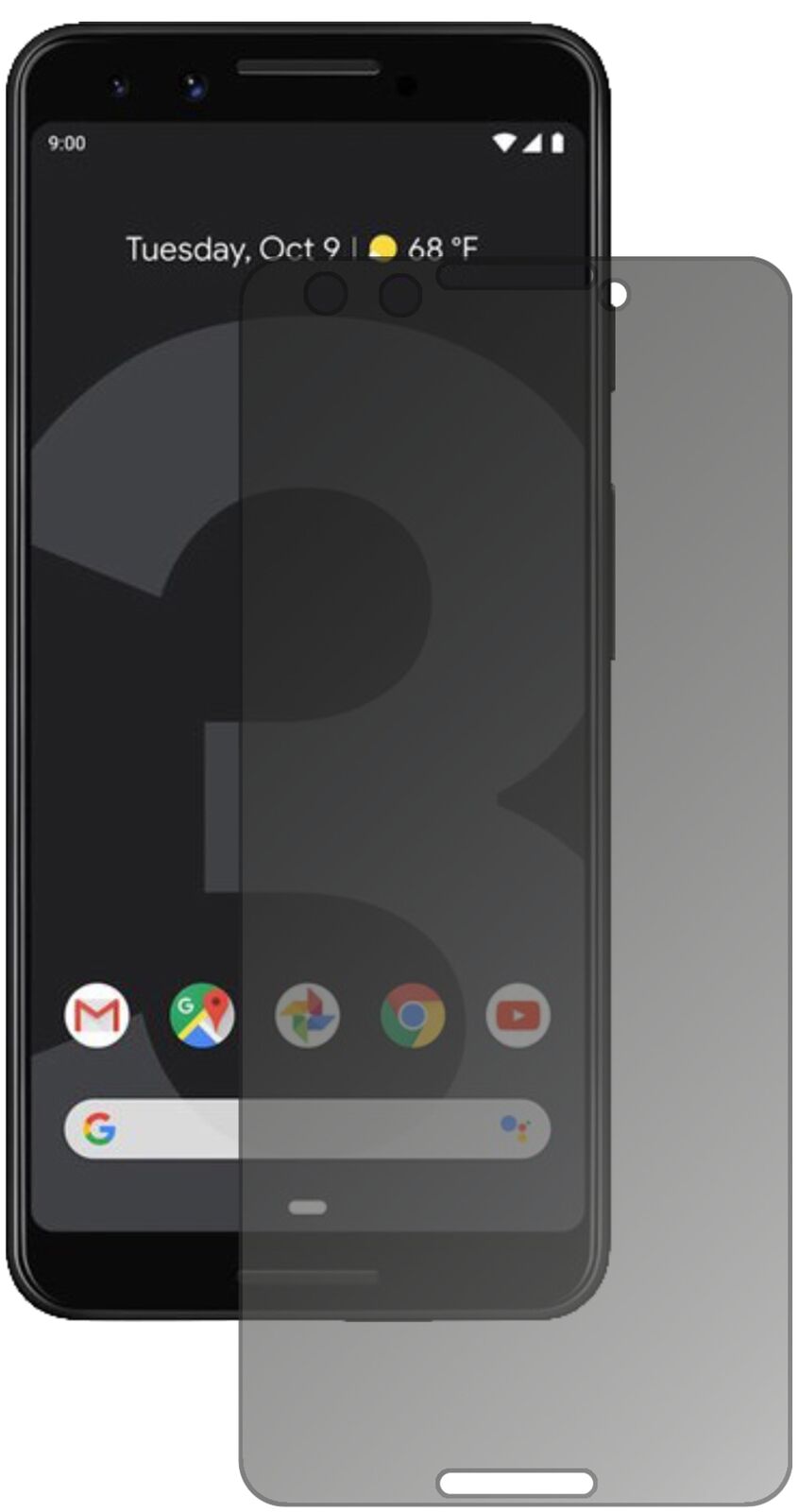 Blickschutzfolie von dipos passend für Google Pixel 3, präziser Zuschnitt und blasenfrei montiert
