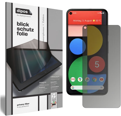 Blickschutzfolie von dipos passend für Google Pixel 5, präziser Zuschnitt und blasenfrei montiert