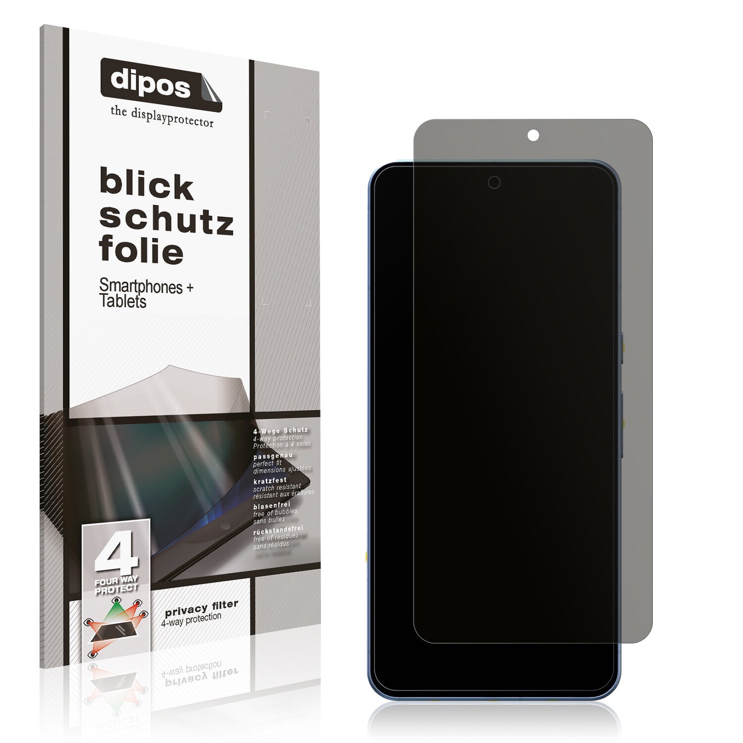 Blickschutzfolie von dipos passend für Google Pixel 8, präziser Zuschnitt und blasenfrei montiert