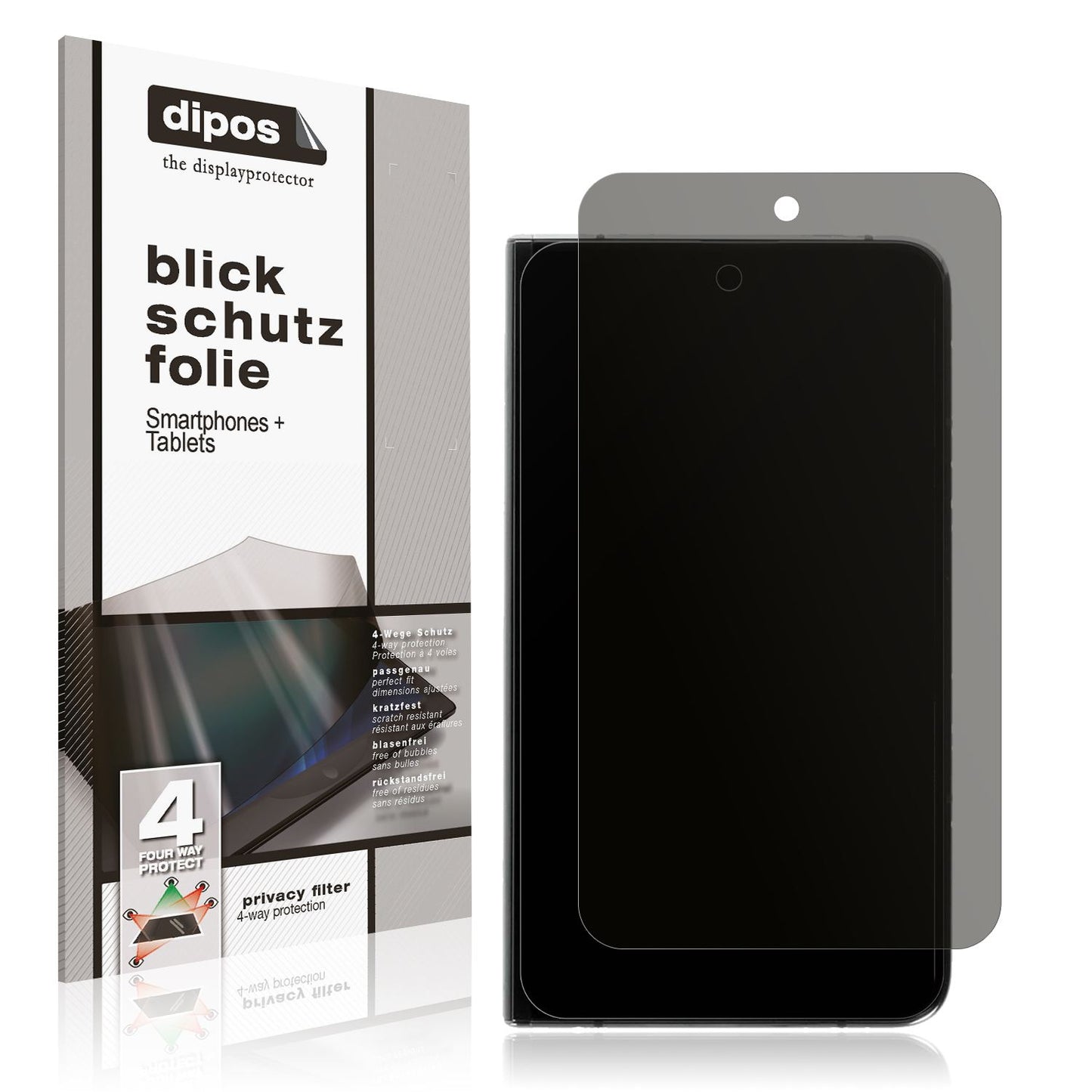 Blickschutzfolie von dipos passend für Google Pixel Fold (Außenseite), präziser Zuschnitt und blasenfrei montiert