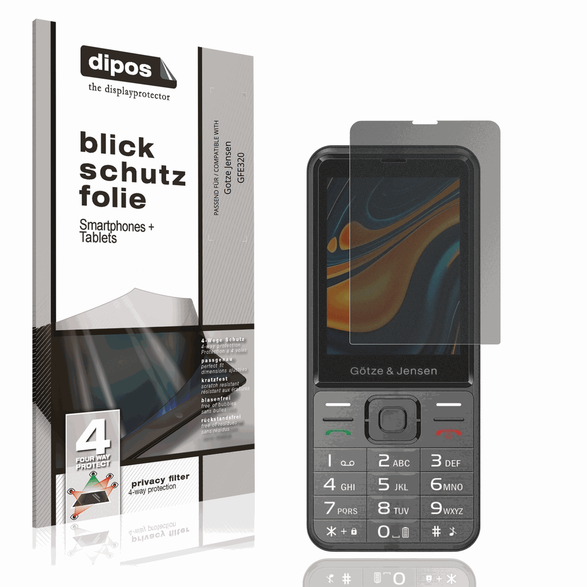 Blickschutzfolie von dipos passend f�r Gotze Jensen GFE320, pr�ziser Zuschnitt und blasenfrei montiert