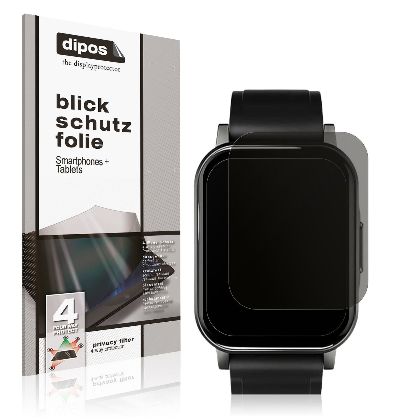 Blickschutzfolie von dipos passend für Haylou LS02 watch, präziser Zuschnitt und blasenfrei montiert