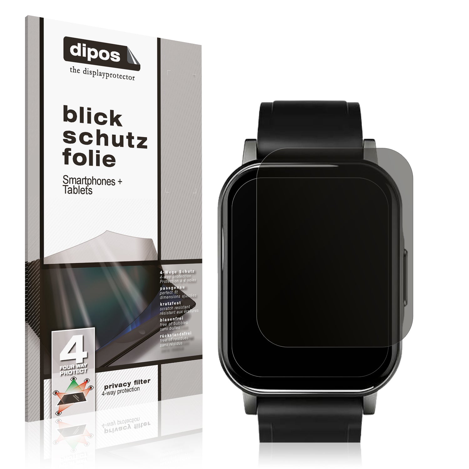 Blickschutzfolie von dipos passend für Haylou LS02 watch, präziser Zuschnitt und blasenfrei montiert